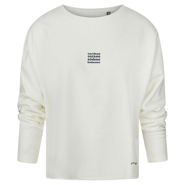 Damen Kuschel-Sweatshirt mit kleinem Nordsee, Ostsee, Südsee Bodensee Design