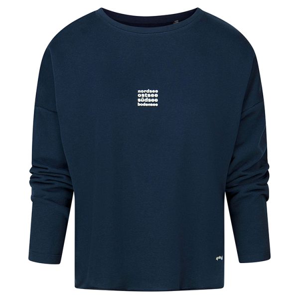 Damen Kuschel-Sweatshirt mit kleinem Nordsee, Ostsee, Südsee Bodensee Design