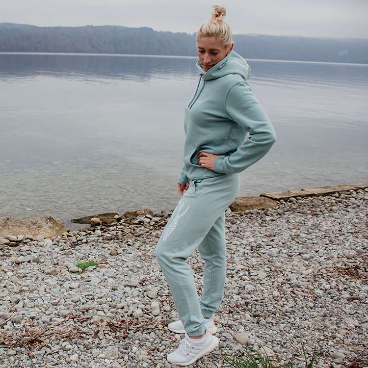Unisex-Kapuzensweatshirt mit Leo Design auf dem Rücken