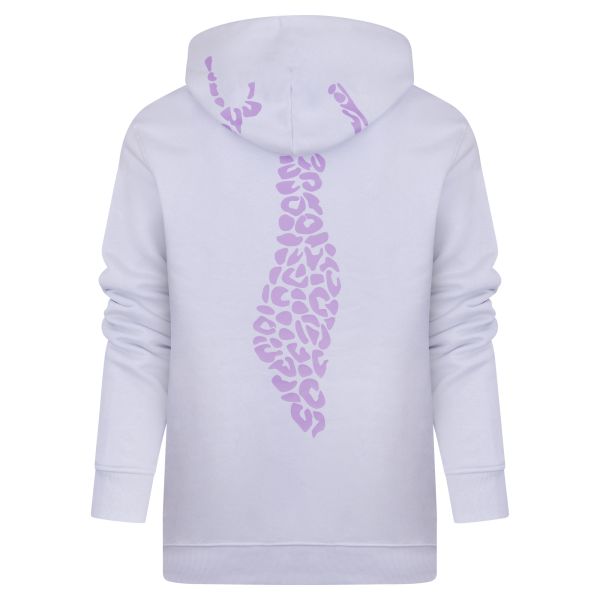 Unisex-Kapuzensweatshirt in der Farbe Flieder mit Leo Design Ton in Ton