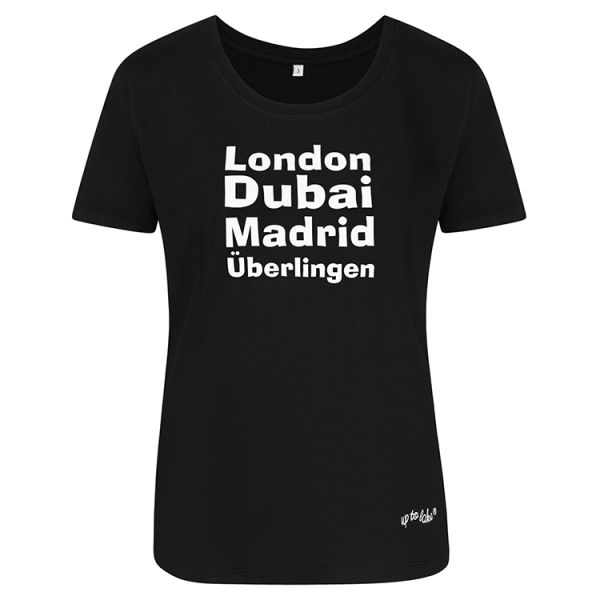 Basic T-Shirt mit Städtenamen London, Dubai, Madrid, Überlingen