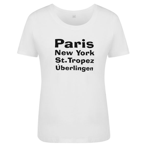 Basic T-Shirt mit Städte Namen Paris, New York, St.Tropez, Überlingen